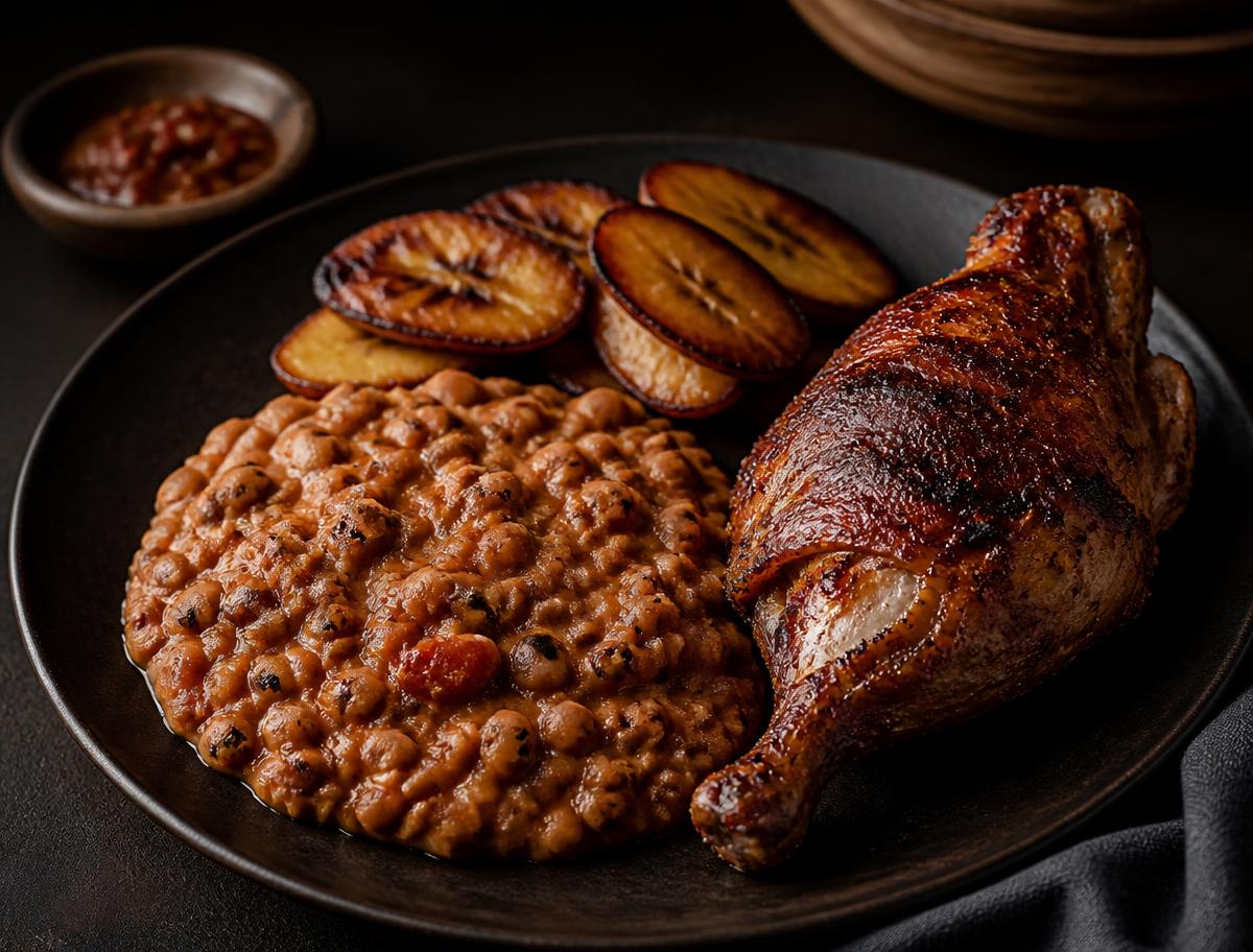 Beans and plantain with fish